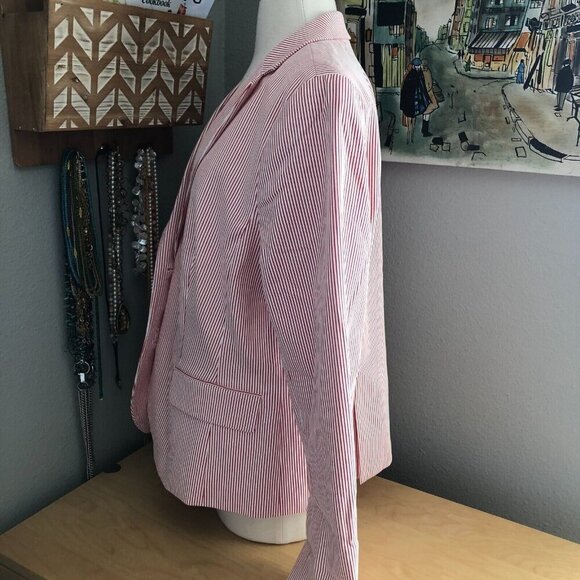 Talbots Corsage Striped Cotton Blazer - Office Siren Corp Core - Picture 7 of 11